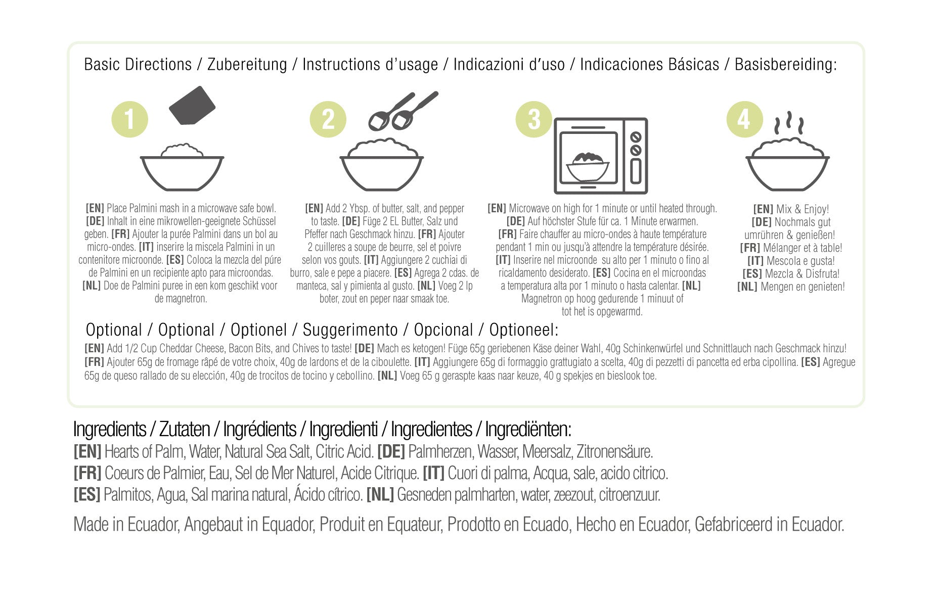Palmini - Purée nature - 4 g de glucides - Sans gluten - Paquet de 338 g