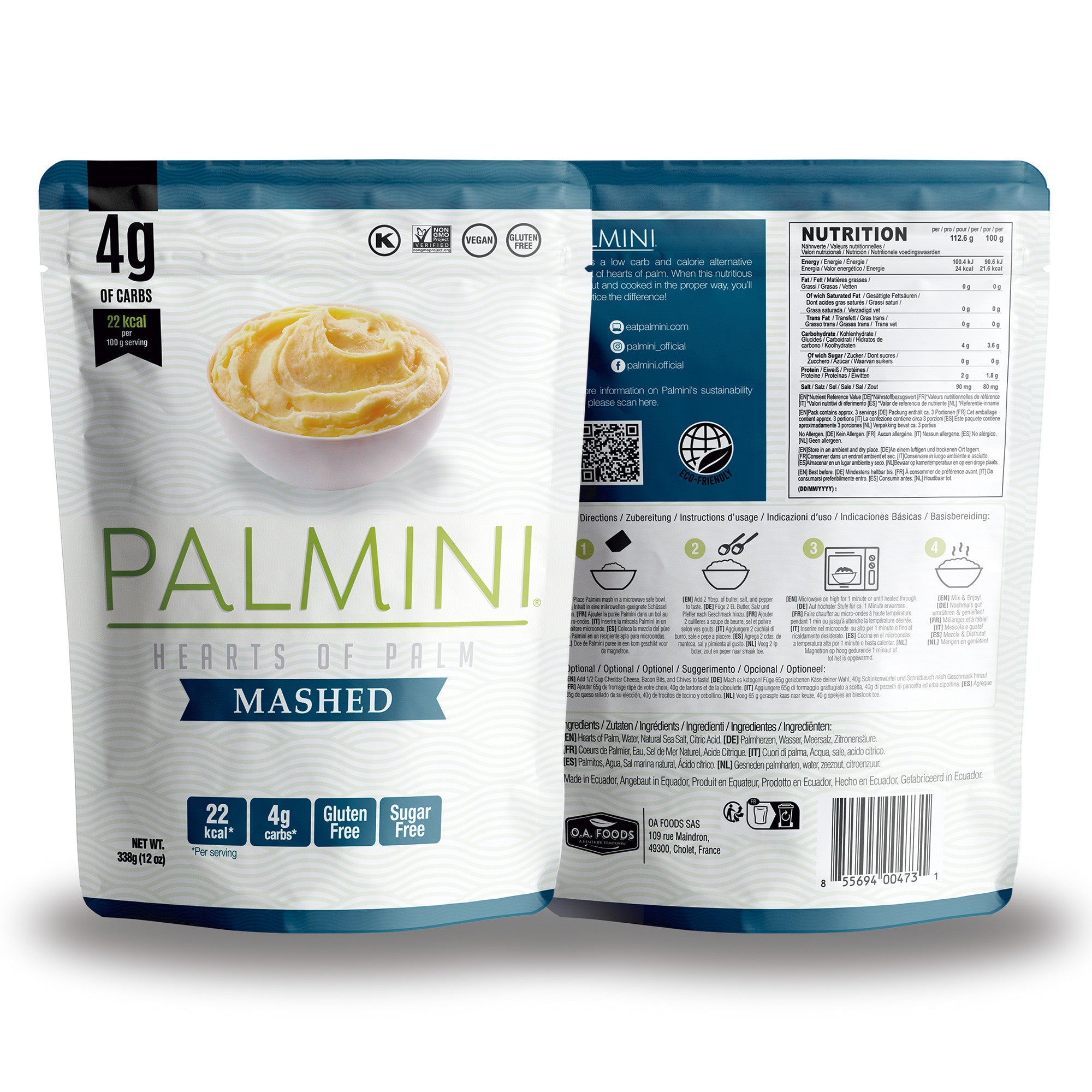 Palmini - Purée nature - 4 g de glucides - Sans gluten - Paquet de 338 g