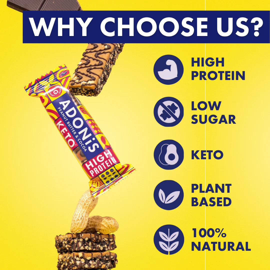 Barre keto beurre de cacahuète et chocolat 45g Adonis