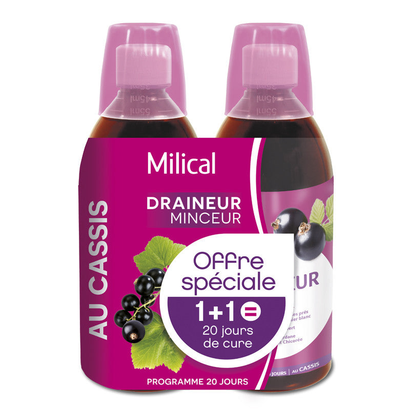 Milical Draineur minceur ultra goût cassis lot de 2 bouteilles de 500ml