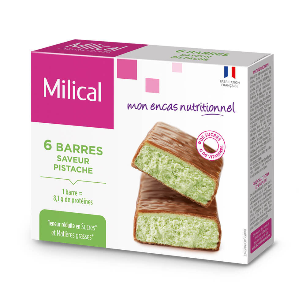 Barres saveur pistache boîte de 6 Milical