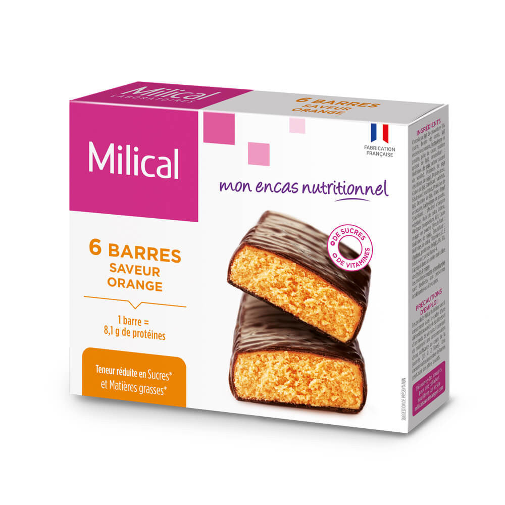 Milical Barres saveur orange boîte de 6