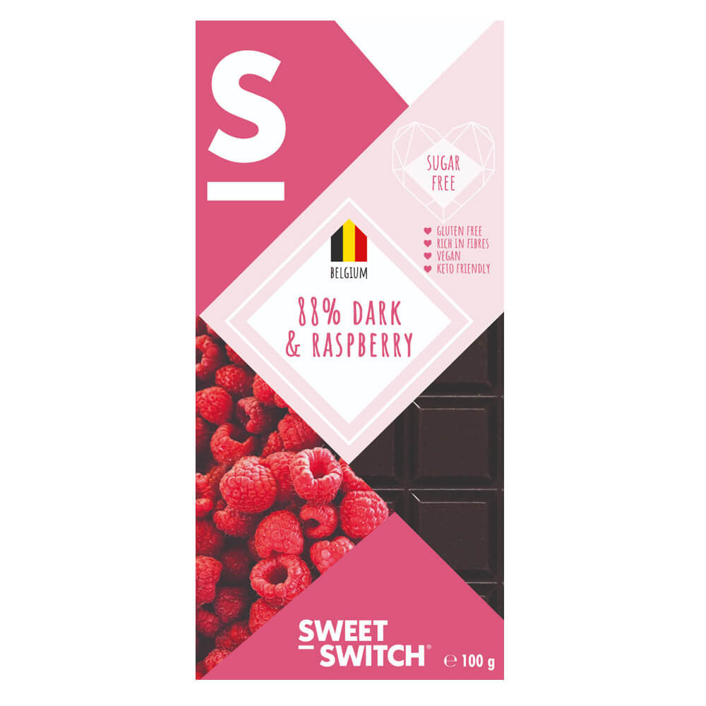 Tablette de chocolat noir 88% et Framboise Keto Sweet-Switch 100g