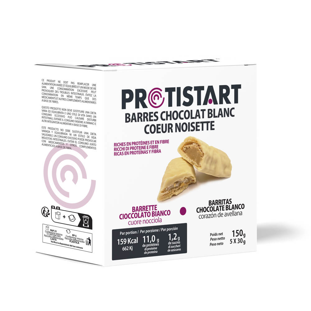 Barres protéinées chocolat blanc crème noisette PROTISTART