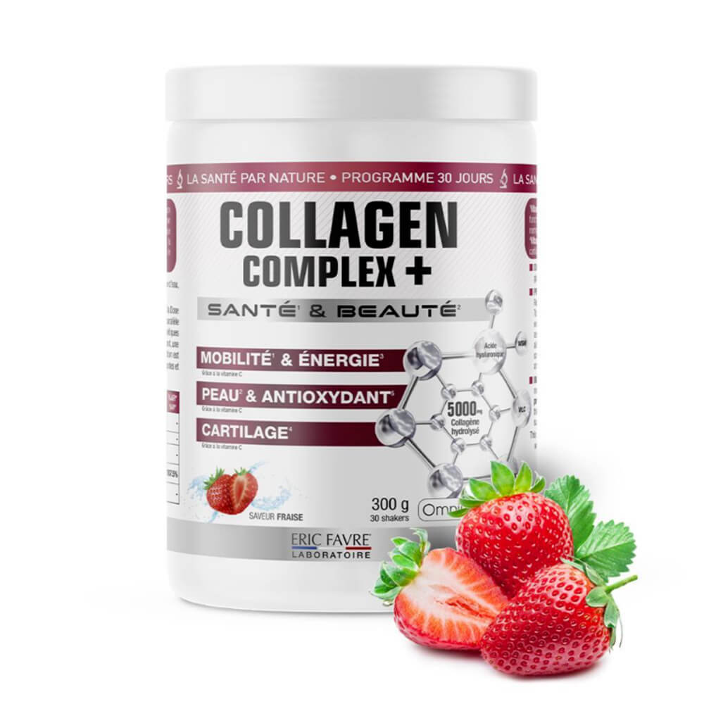Collagen complex Acide hyaluronique Vitamine C saveur Fraise pot de 300g Eric Favre