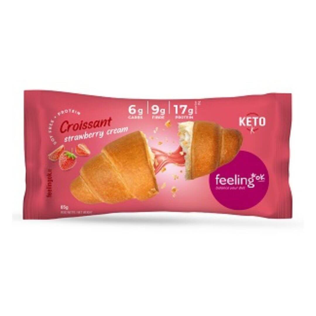 Croissant protéiné fourré à la crème de fraise Feeling Ok DDM 11/25