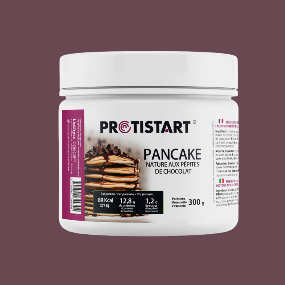Pancake protéiné nature aux pépites de chocolat Pot 300g PROTISTART