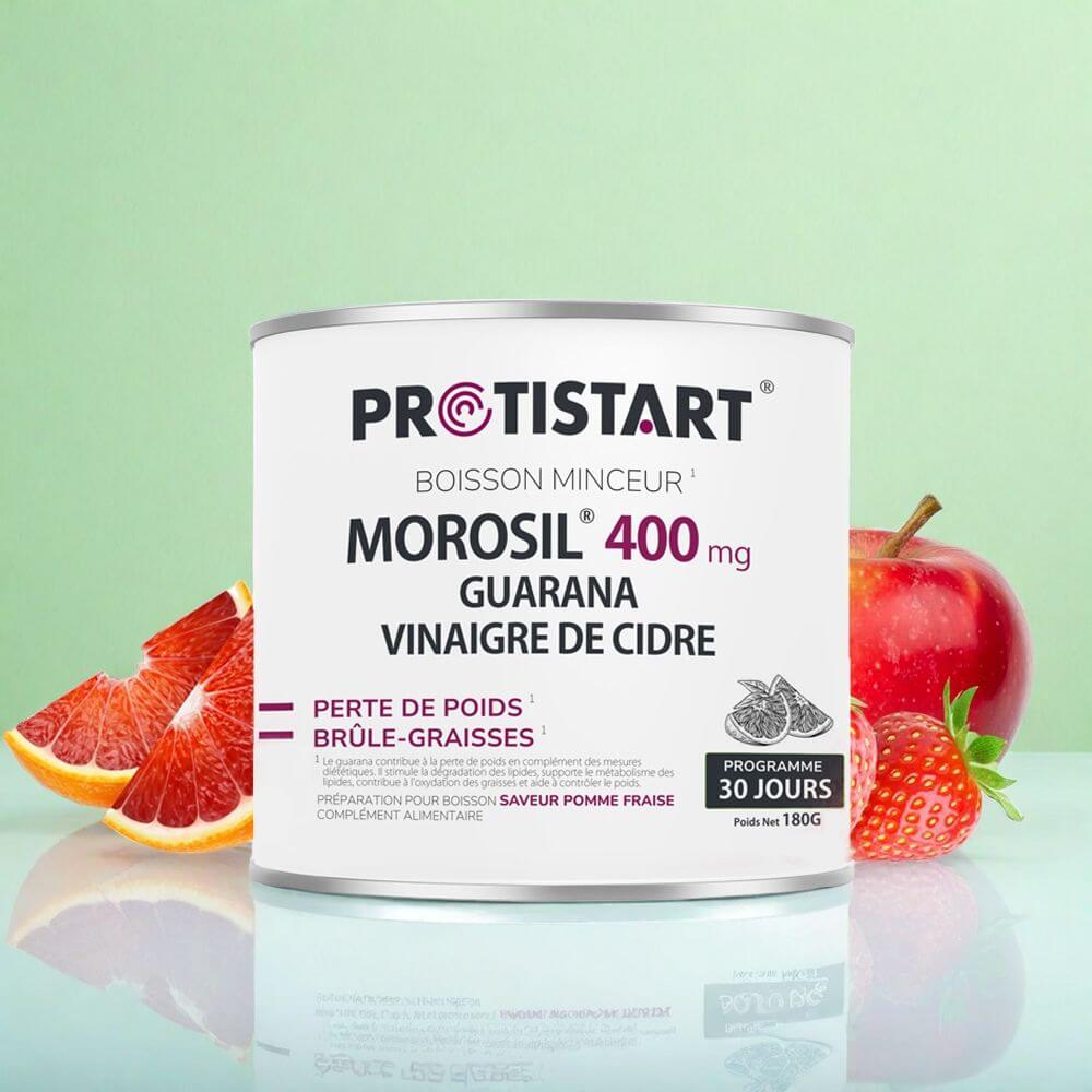 Morosil® 400 mg Vinaigre de cidre Guarana Boisson brûle-graisses pomme-fraise – 30 jours PROTISTART