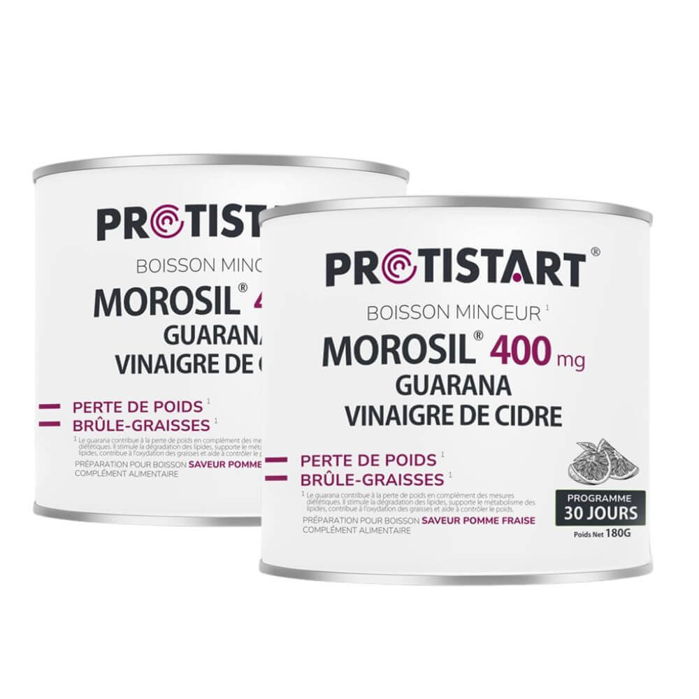 Morosil® 400 mg Vinaigre de cidre guarana Boisson brûle-graisses pomme-fraise – 30 jours PROTISTART - LOT DE 2