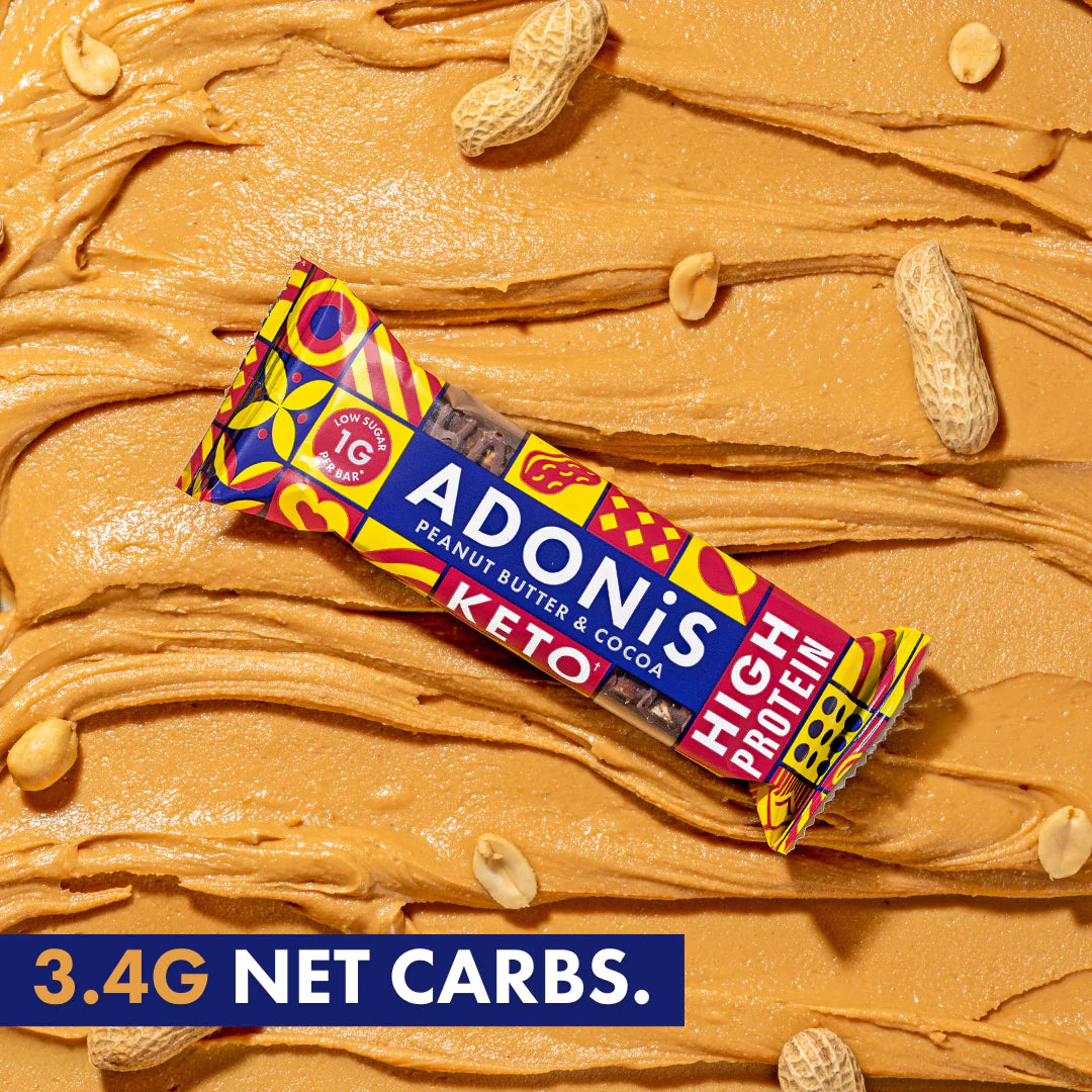 Barre keto beurre de cacahuète et chocolat 45g Adonis