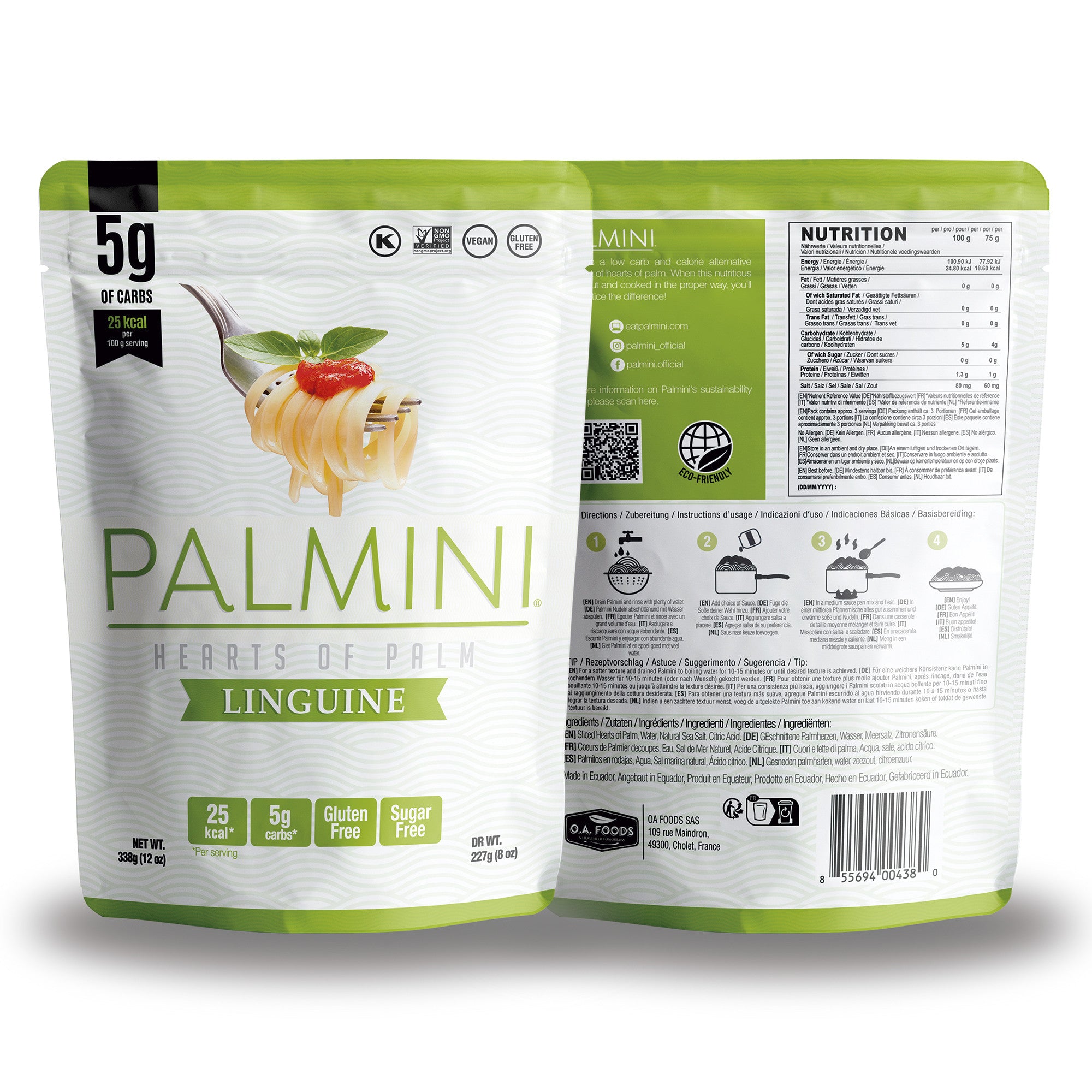 Palmini - Linguine - 4 g de carbohidratos - Sin gluten - Paquete de 340 g