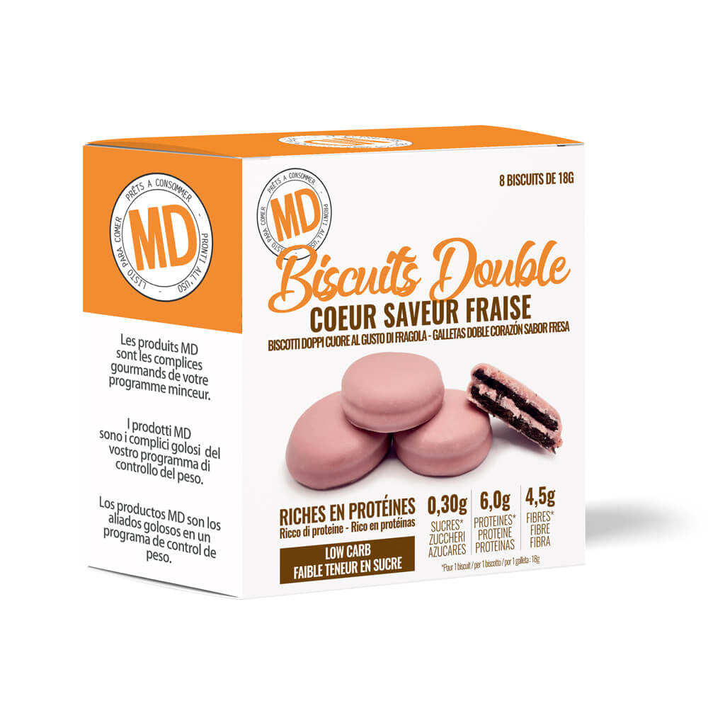 Biscuits double coeur saveur Fraise Boîte de 8 MD DDM 05/2024