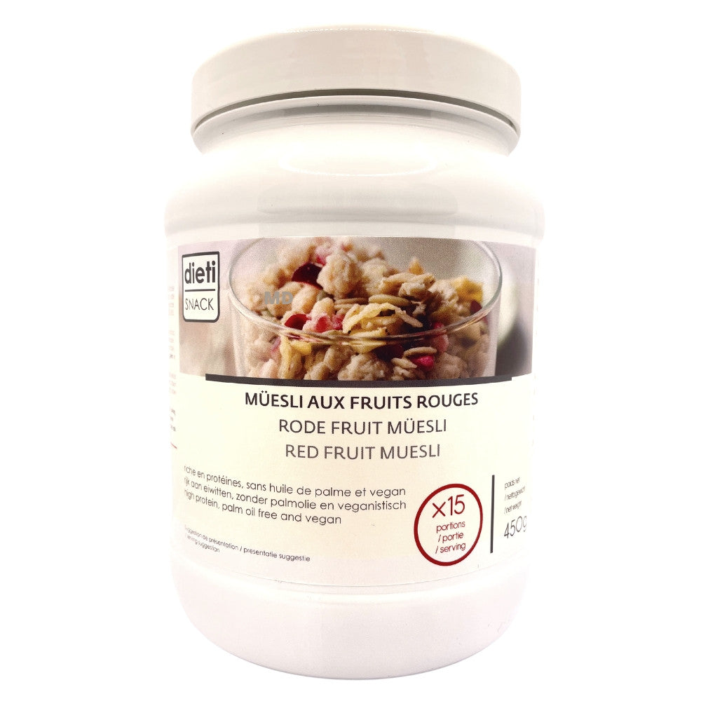 Müesli de frutos rojos rico en proteínas BOTE 450g Dietisnack