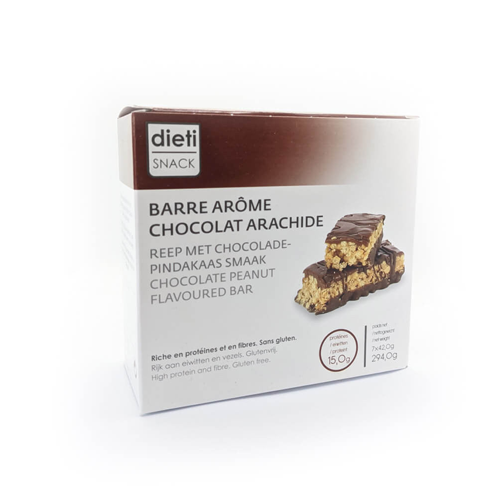Barres protéinées Chocolat et Cacahuètes boîte de 7 Dietisnack