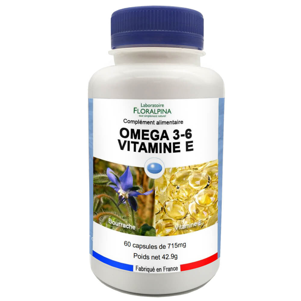 Omega 3/6 vitamine E - 60 gélules - Floralpina