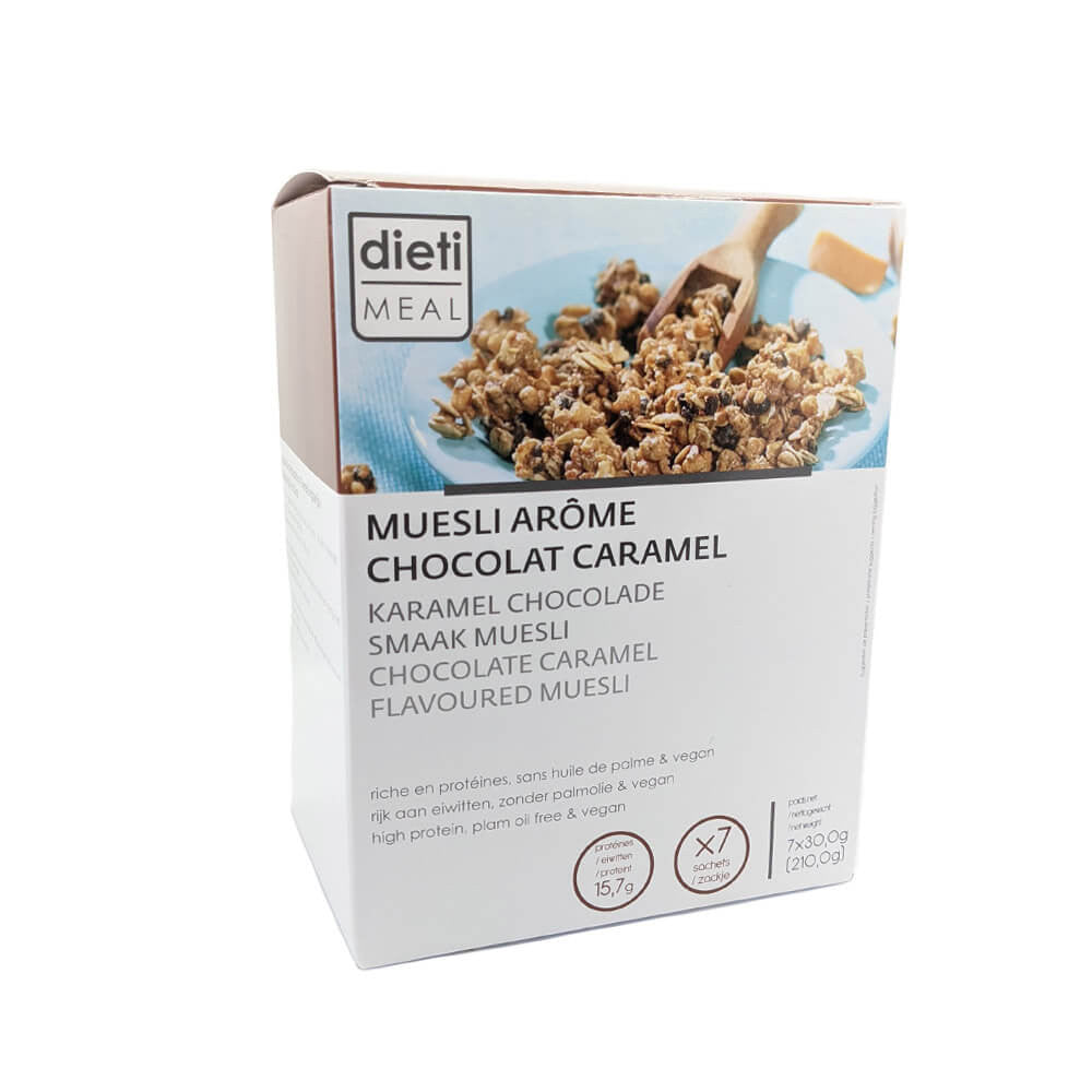 Müesli Chocolat Caramel hyperprotéiné 7 sachets Dietisnack