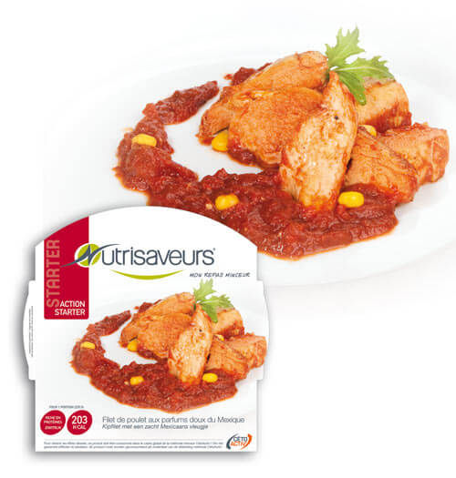 Plato cocinado Filete de pollo con sabores mexicanos Nutrisaveurs