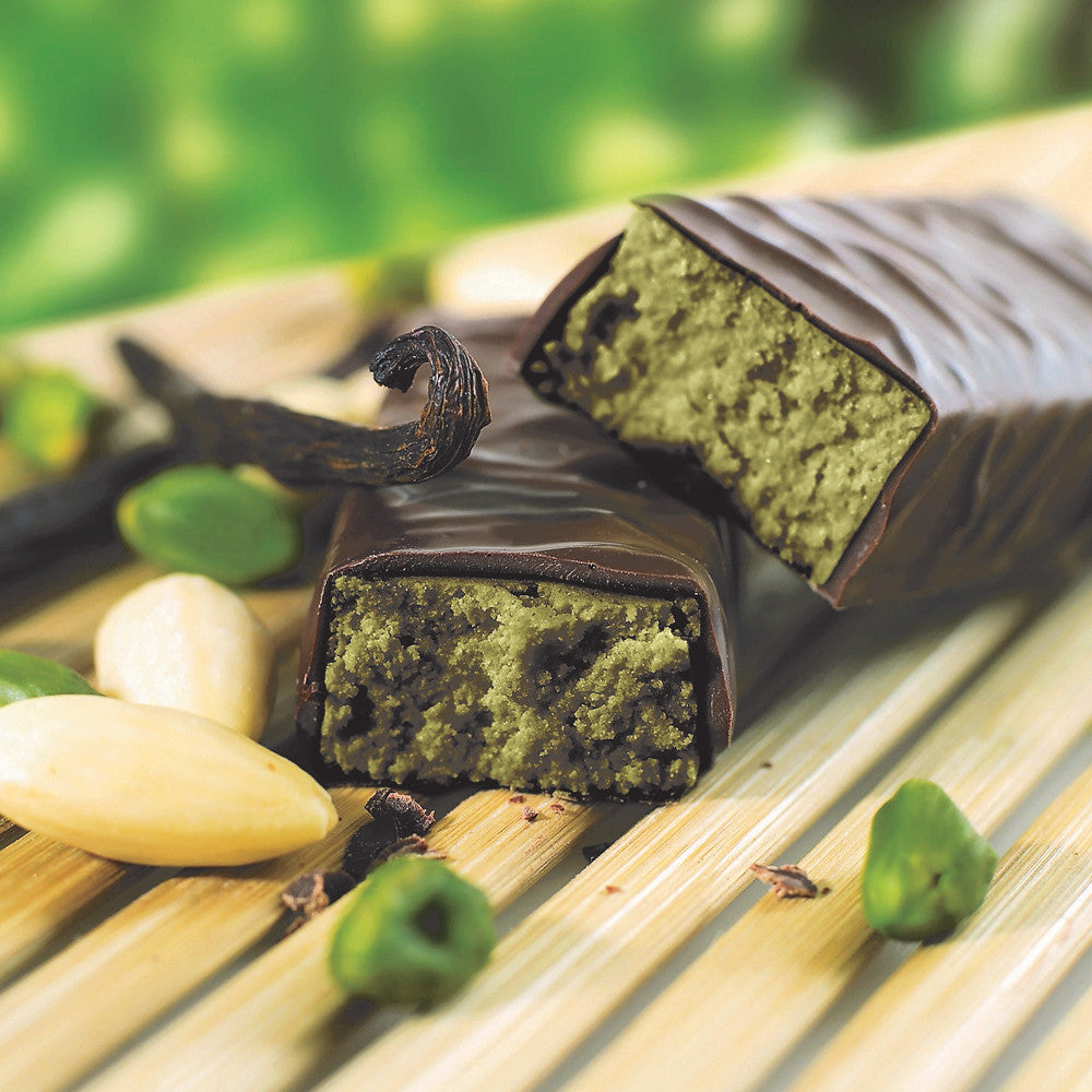 Barre verte cacahuète chocolat vegan, sans gluten à l'unité PROLINEA