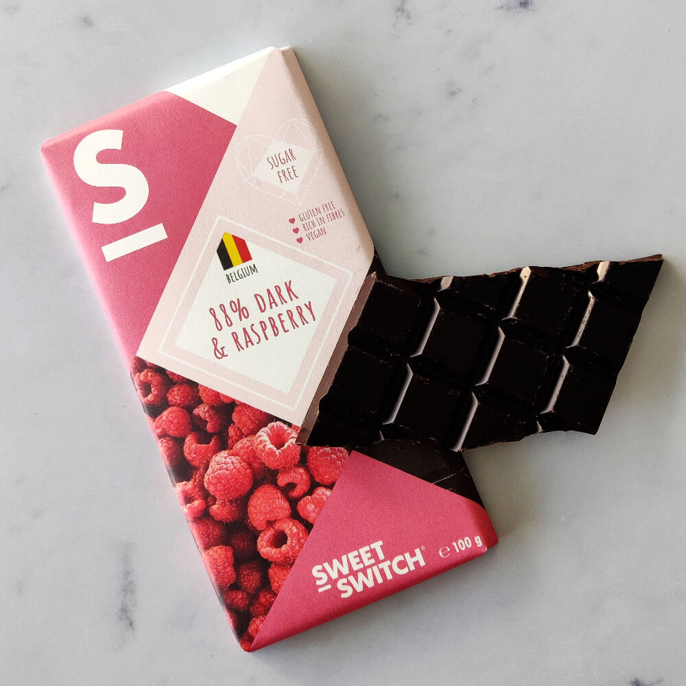 Tablette de chocolat noir 88% et Framboise Keto Sweet-Switch 100g