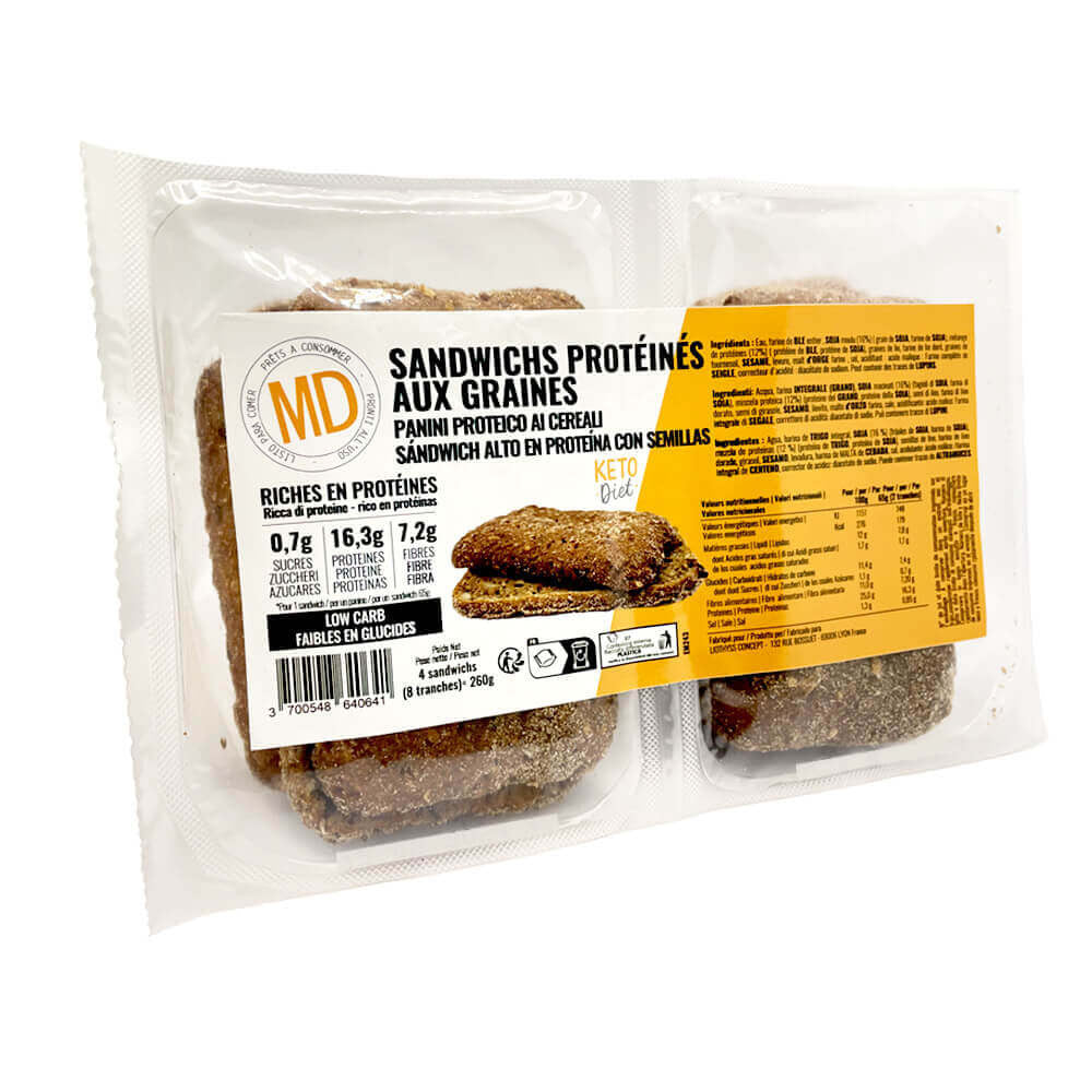 Pan Proteico estilo sándwich con Semillas Paquete 260g MD