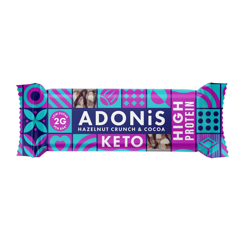Barre keto croquante Noisettes chocolat 45g Adonis