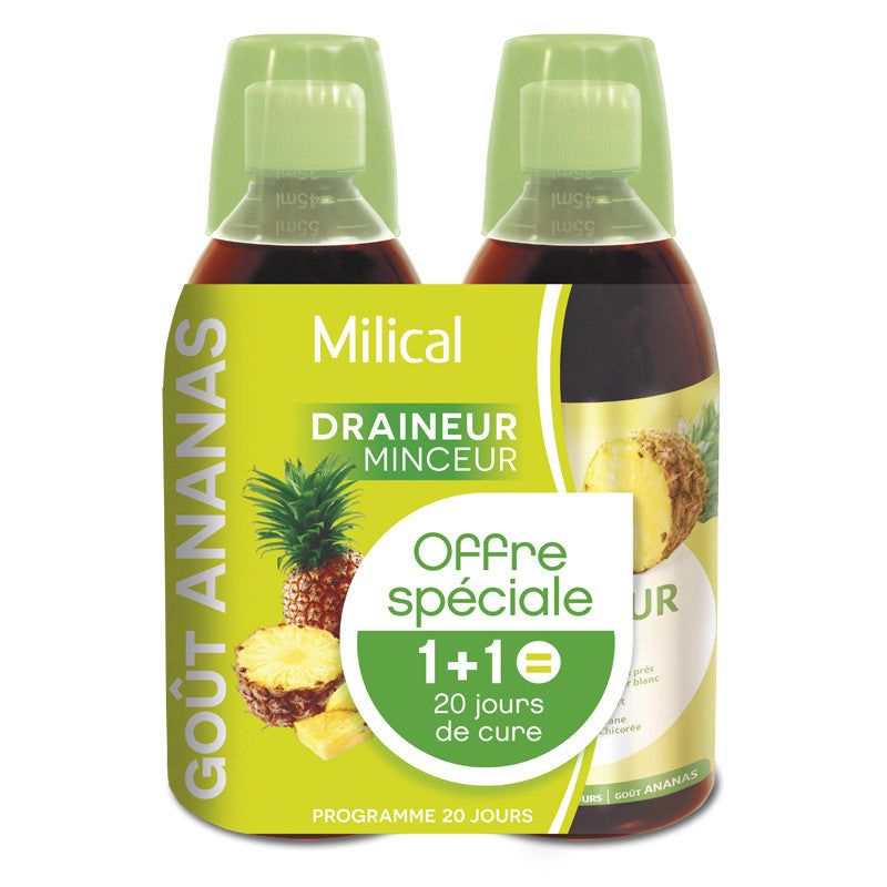 Milical Draineur minceur ultra goût ananas lot de 2 bouteilles de 500ml