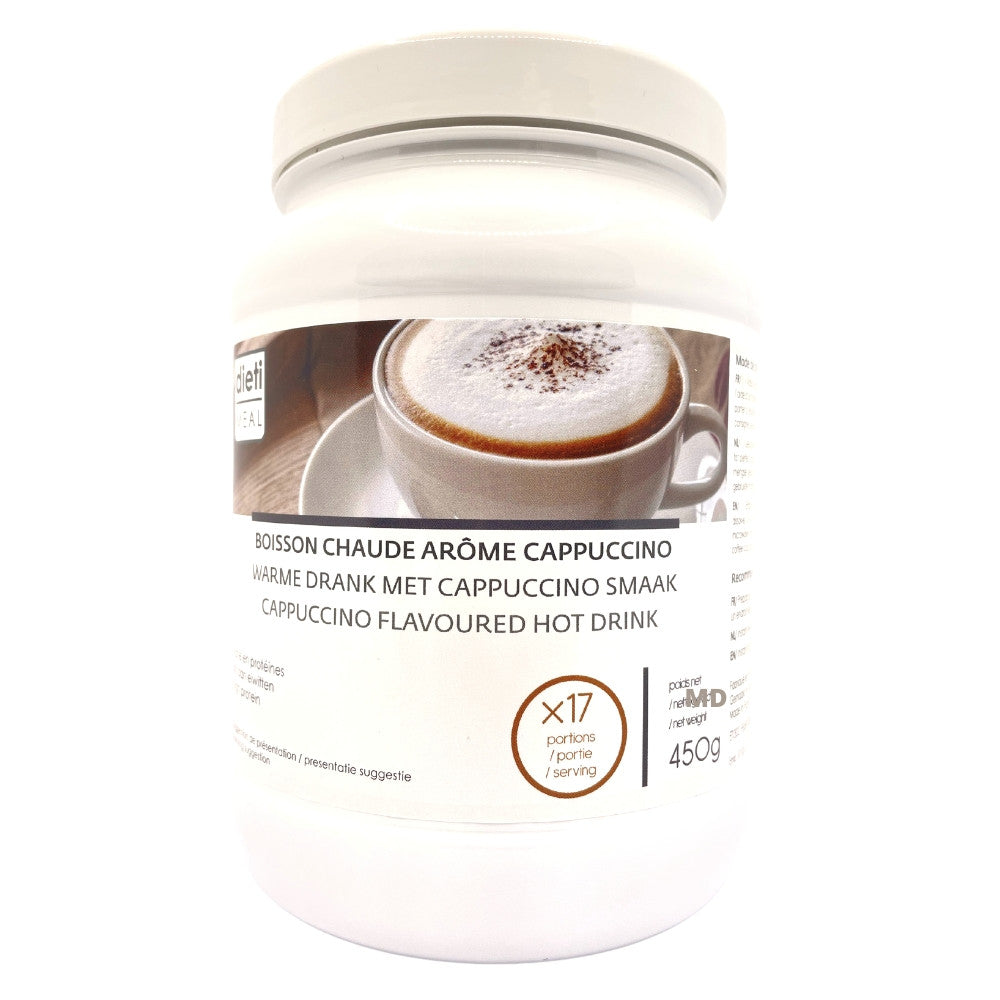 Boisson hyperprotéinée Cappuccino Pot 450g DietiMeal