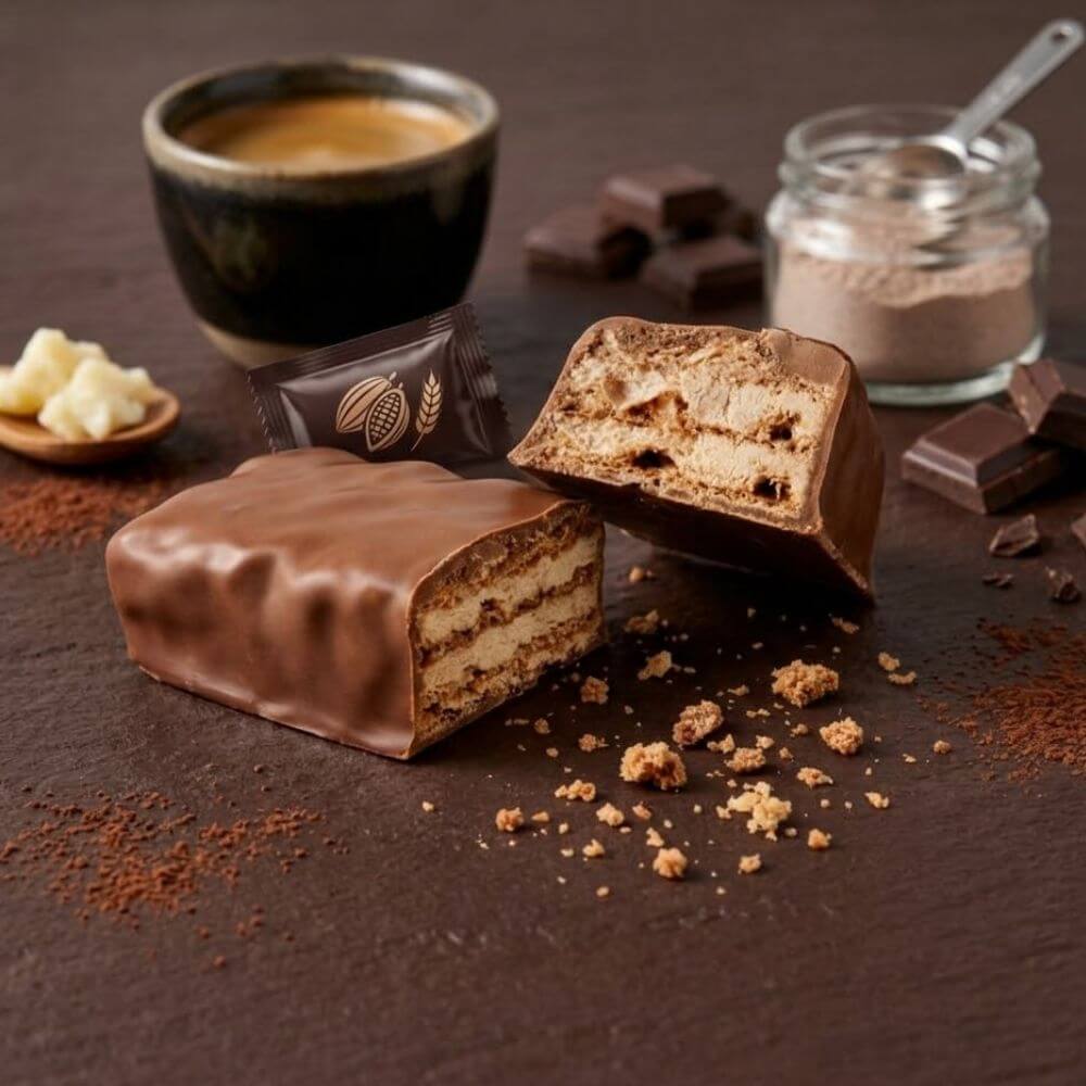Gaufre protéinée enrobée chocolat & crème chocolat MD unite