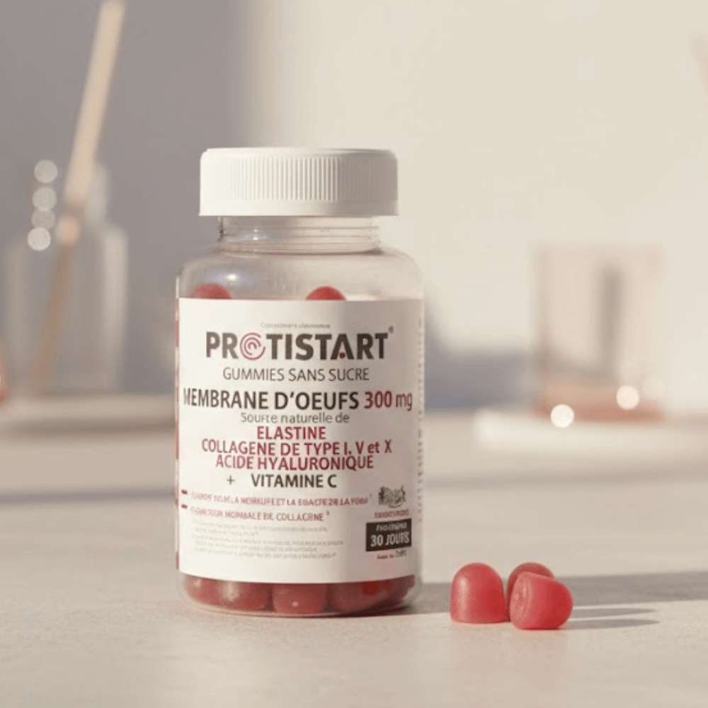 Gummies Beauté & Mobilité – Membrane d’Œuf Reggenerate™ + Vitamine C – Sans sucre, arôme fraise – Programme 30 jours – PROTISTART