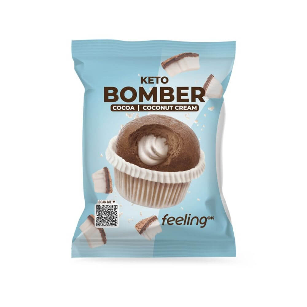 Muffin protéiné KETO cacao fourré à la crème de coco FeelingOk 50g