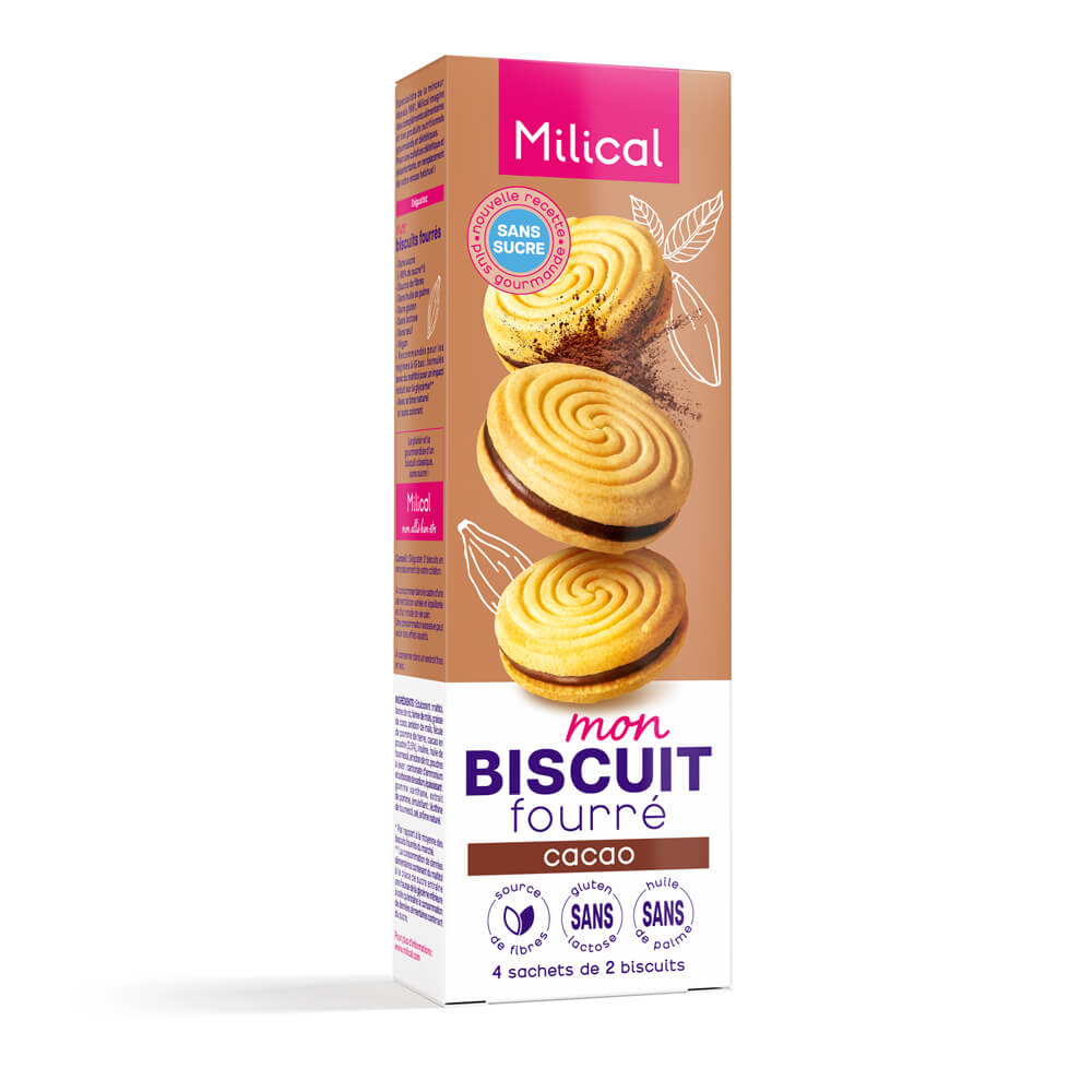 Milical Mon Biscuit fourré saveur Cacao boîte de 8 biscuits