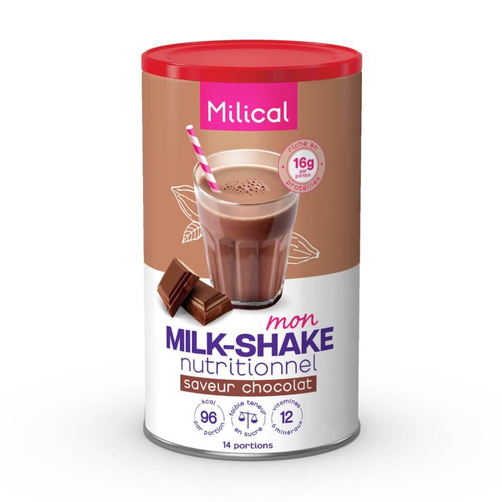 Mon Milk-Shake nutritionnel Chocolat - POT 14 boissons MILICAL