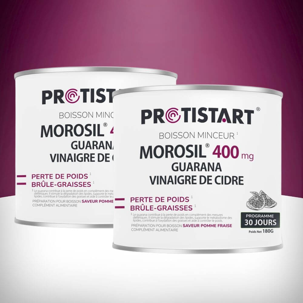 Morosil® 400 mg Vinaigre de cidre guarana Boisson minceur brûle-graisses pomme-fraise – 30 jours PROTISTART - LOT DE 2
