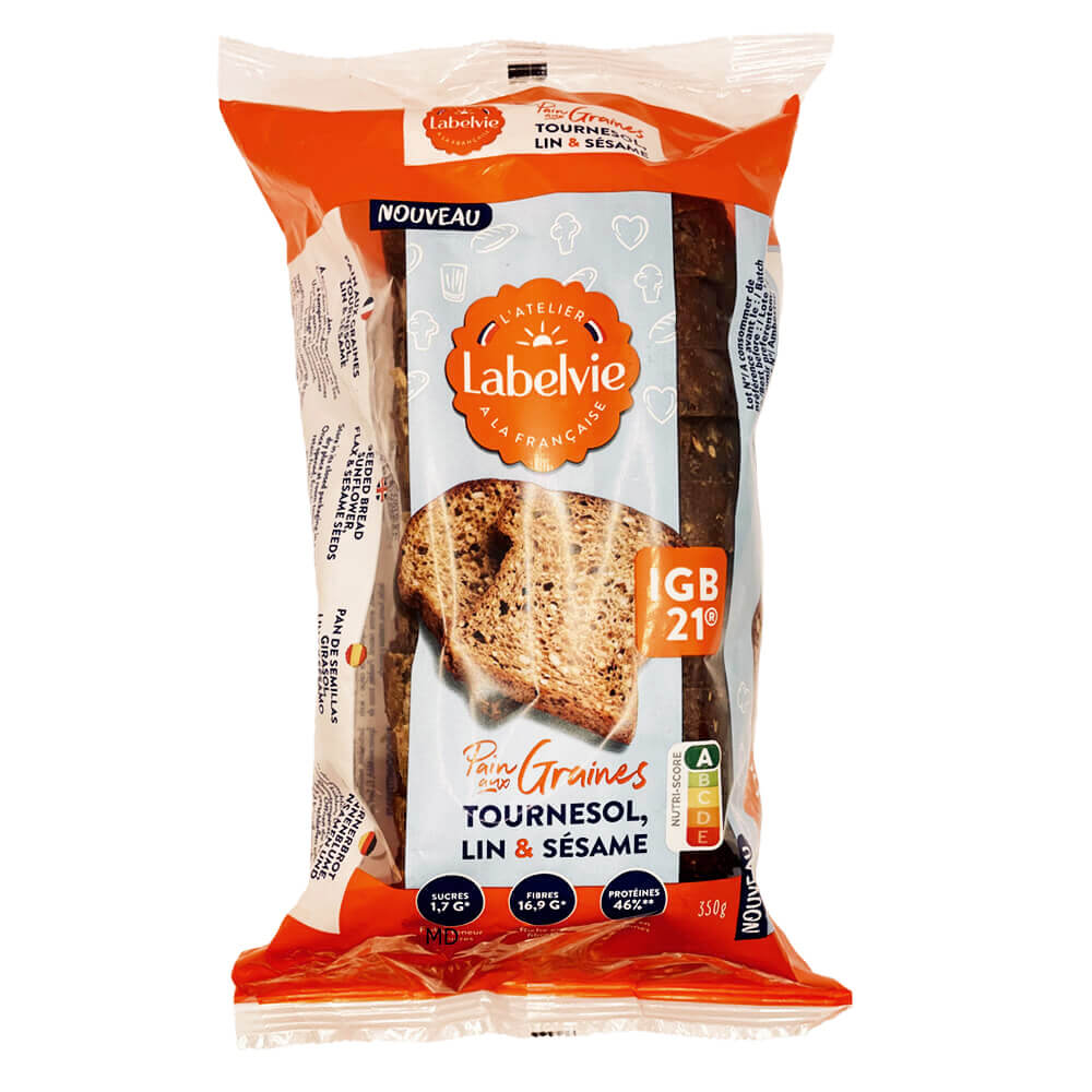 Pain protéiné kéto aux graines IG Bas LABELVIE 350g