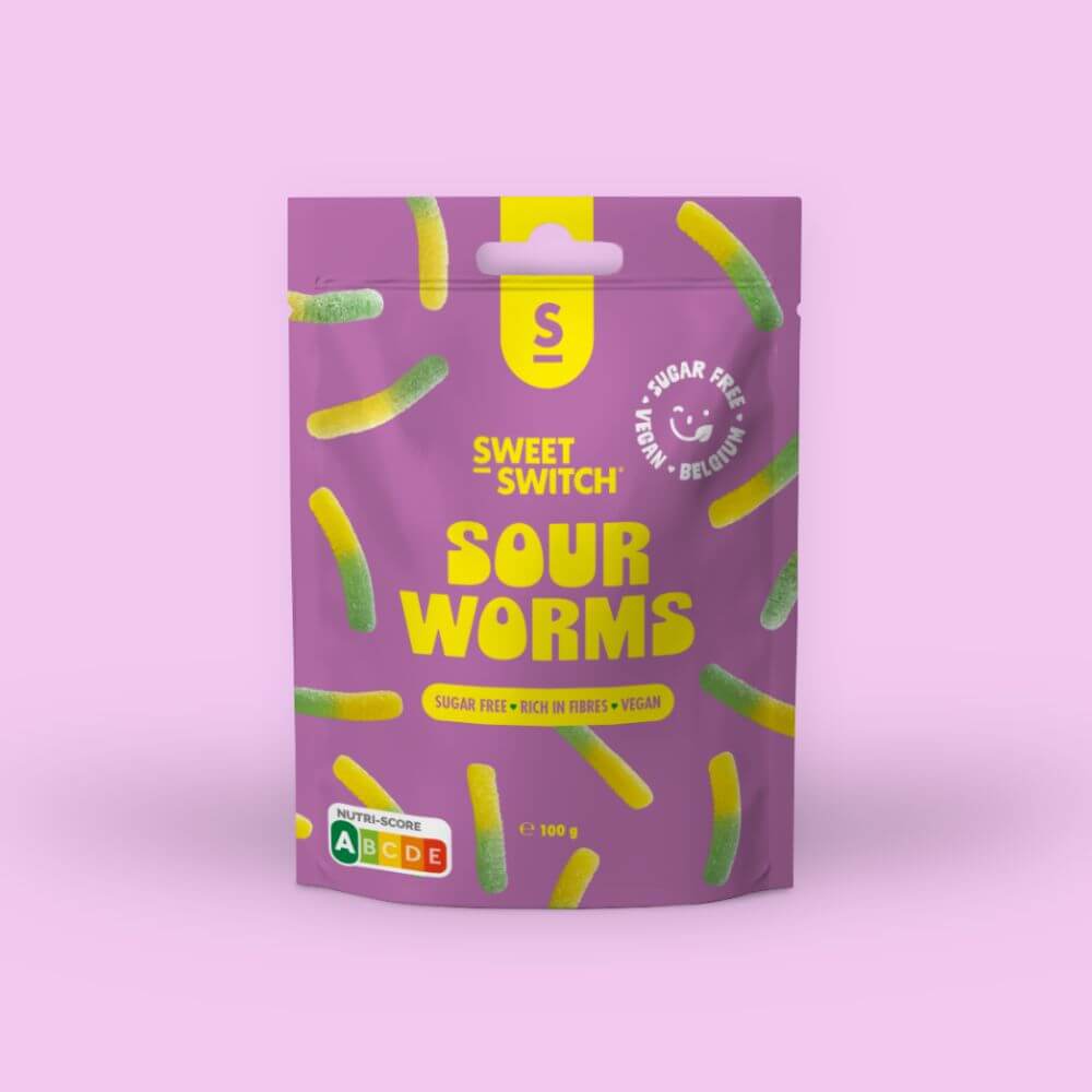 Bonbons sans sucre Sour Worms Sweet-Switch 100g
