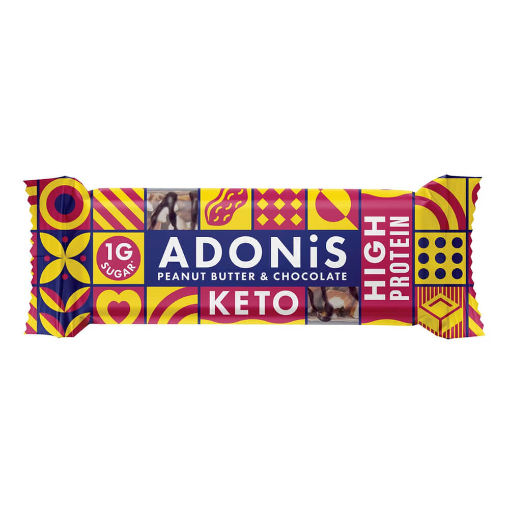 Barra keto de mantequilla de maní y chocolate 45g Adonis